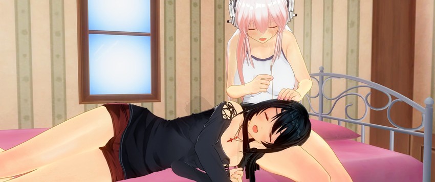 super sonico and fujimi suzu (nitroplus) drawn by uld_macaron