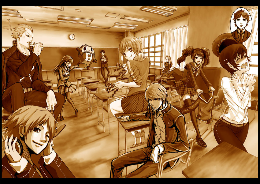 narukami yu, shirogane naoto, satonaka chie, kujikawa rise, amagi yukiko, and 7 more (persona and 1 more) drawn by gami_(n09)