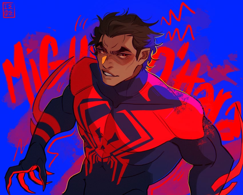 miguel o'hara and spider-man (marvel and 3 more) drawn by jihi_chan