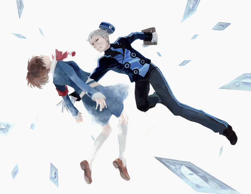 shiomi kotone and theodore (persona and 2 more) drawn by soro