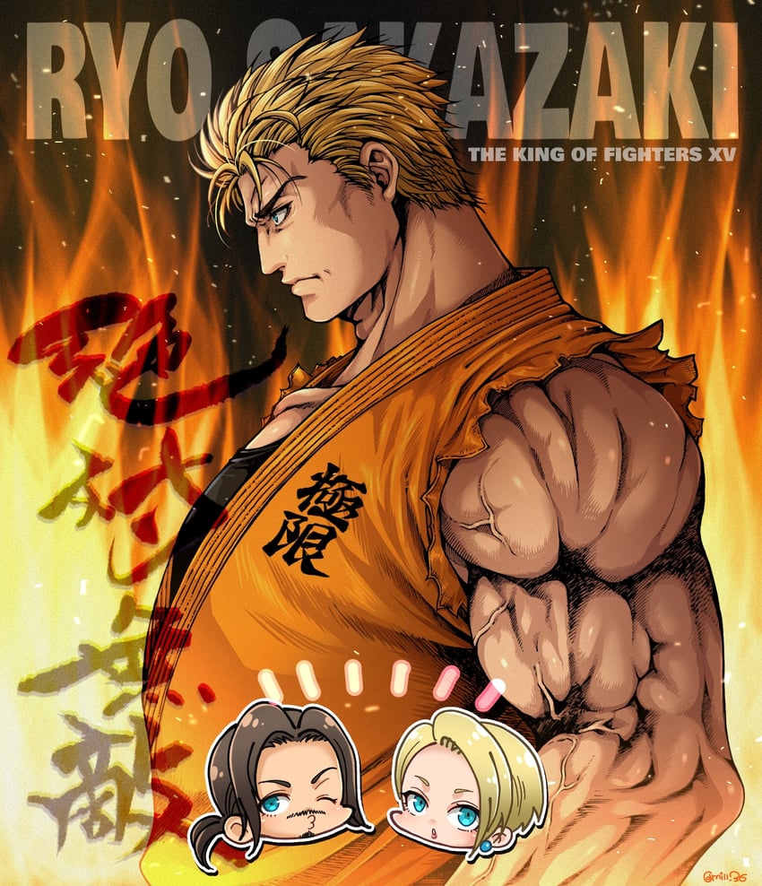 king, ryou sakazaki, and robert garcia (the king of fighters and 1 more) drawn by miru_(mill_36)