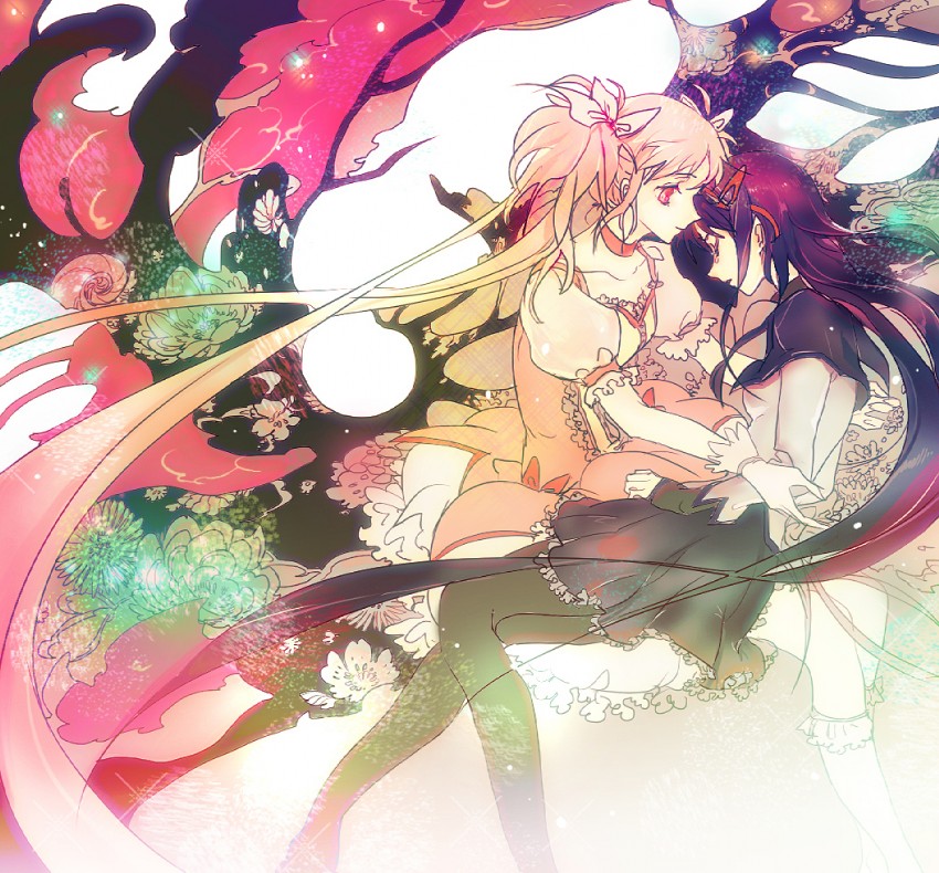 akemi homura, kaname madoka, and ultimate madoka (mahou shoujo madoka magica) drawn by haun