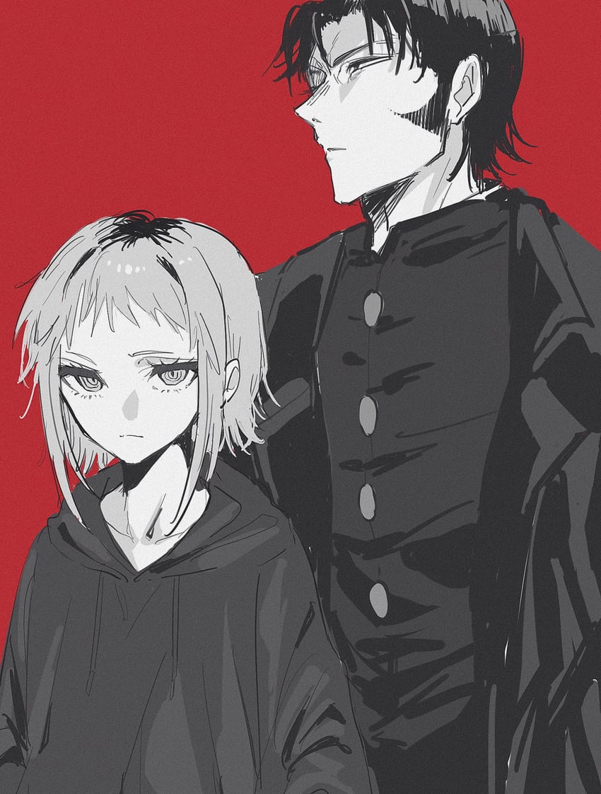 katana man and sawatari akane (chainsaw man) drawn by r_ego999