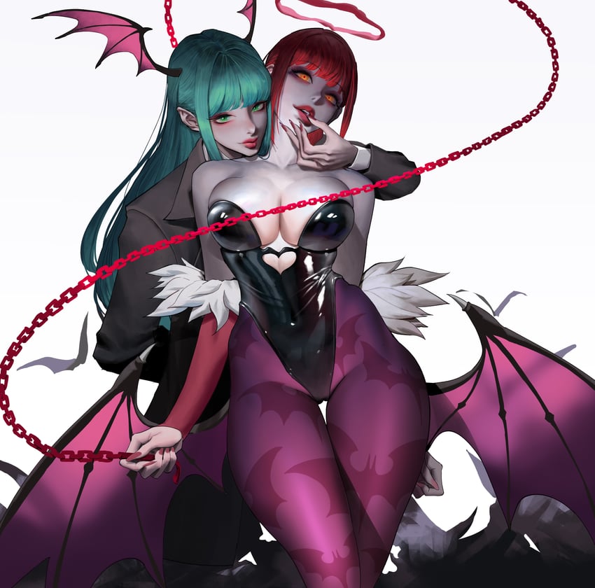 makima and morrigan aensland (chainsaw man and 1 more) drawn by wonbin_lee