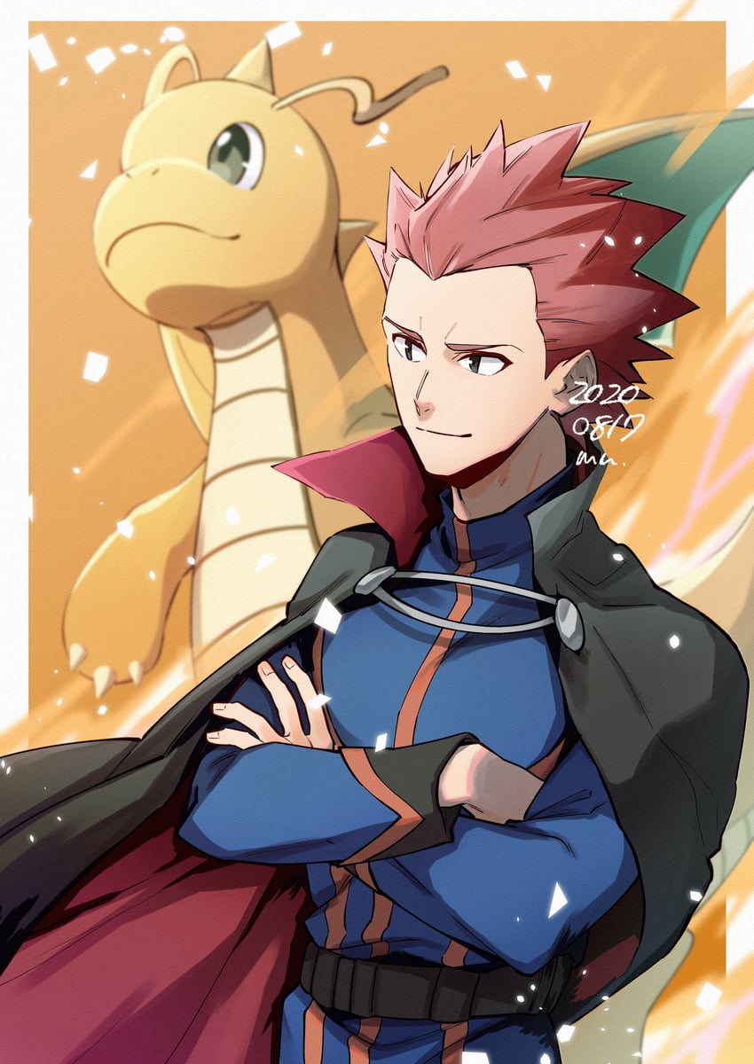 dragonite and lance (pokemon and 1 more) drawn by mugiccha2
