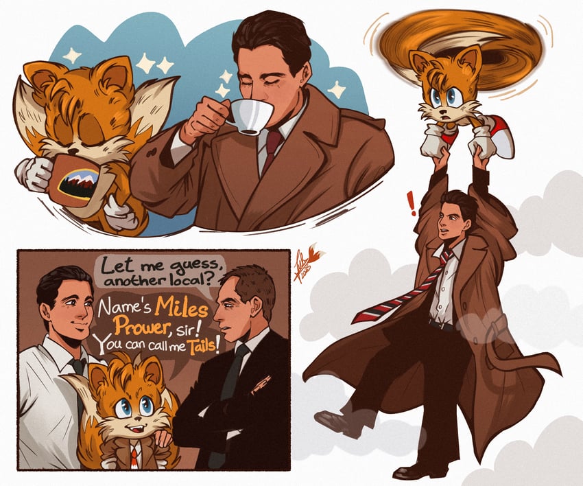 tails and dale cooper (sonic and 1 more) drawn by schumisnoopy