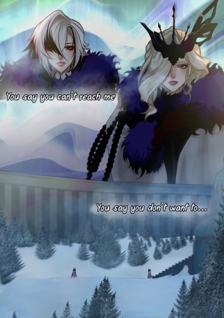 arlecchino and signora (genshin impact) drawn by 7villian7