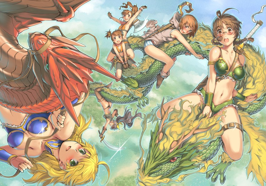 hoshii miki, ganaha hibiki, hagiwara yukiho, akizuki ritsuko, futami mami, and 1 more (idolmaster) drawn by seki_suzume