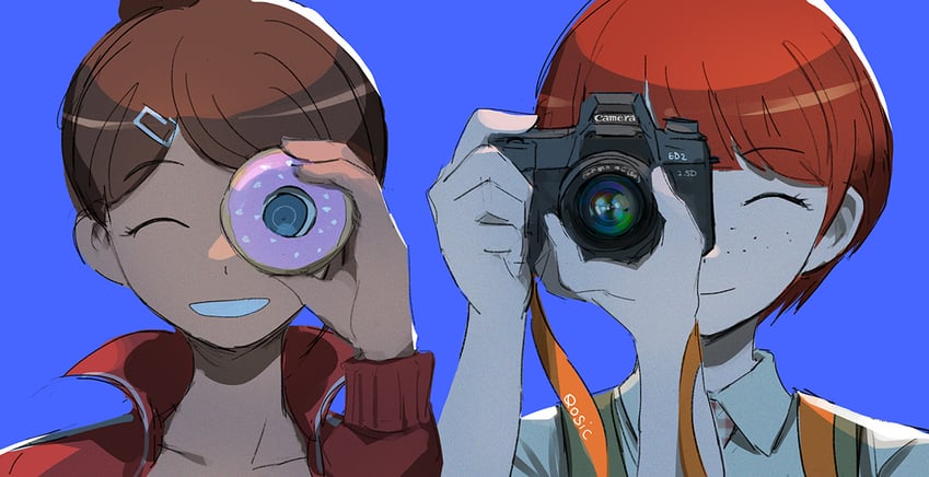 koizumi mahiru and asahina aoi (danganronpa and 2 more) drawn by qosic