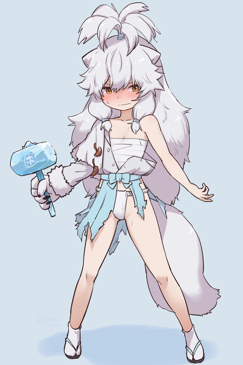 arctic fox and sanmoto gorozaemon (kemono friends) drawn by gray_gray