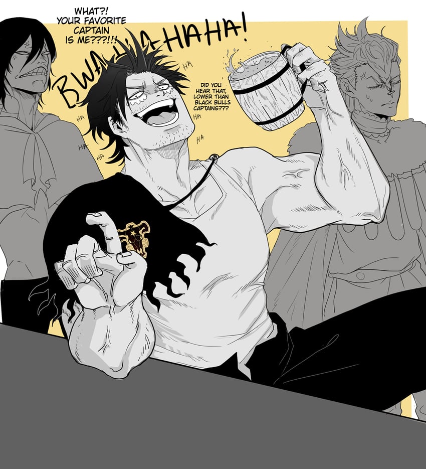 yami sukehiro, nozel silva, and jack the ripper (black clover) drawn by octo33