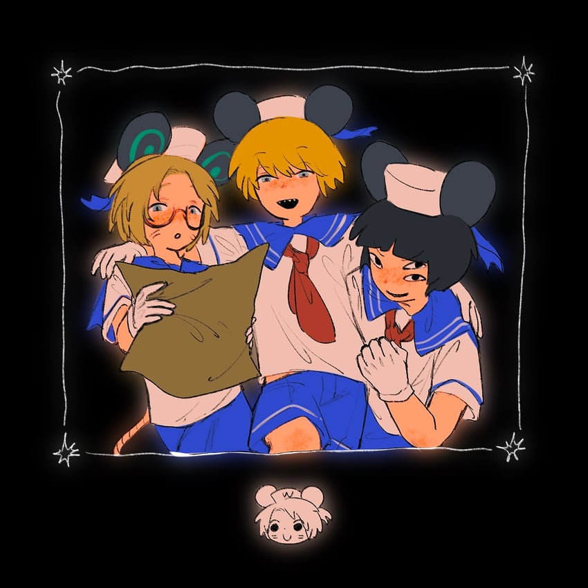 kinder surprised michael jr., ratman 3, and ratman 4 (randal's friends) drawn by shieriru