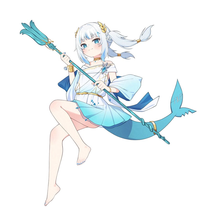 gawr gura and bloop (hololive and 1 more) drawn by ugaaaa1