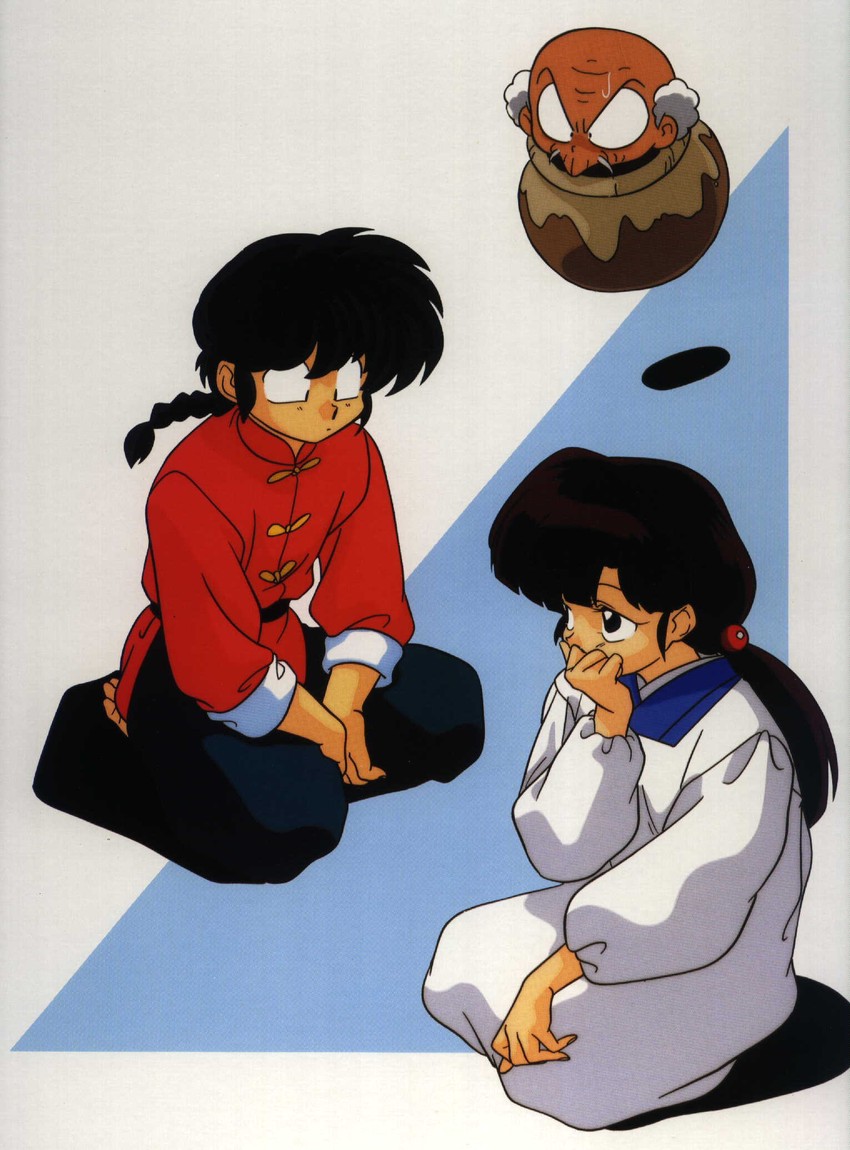 saotome ranma, kuonji ukyou, and happosai (ranma 1/2) drawn by nakajima_atsuko