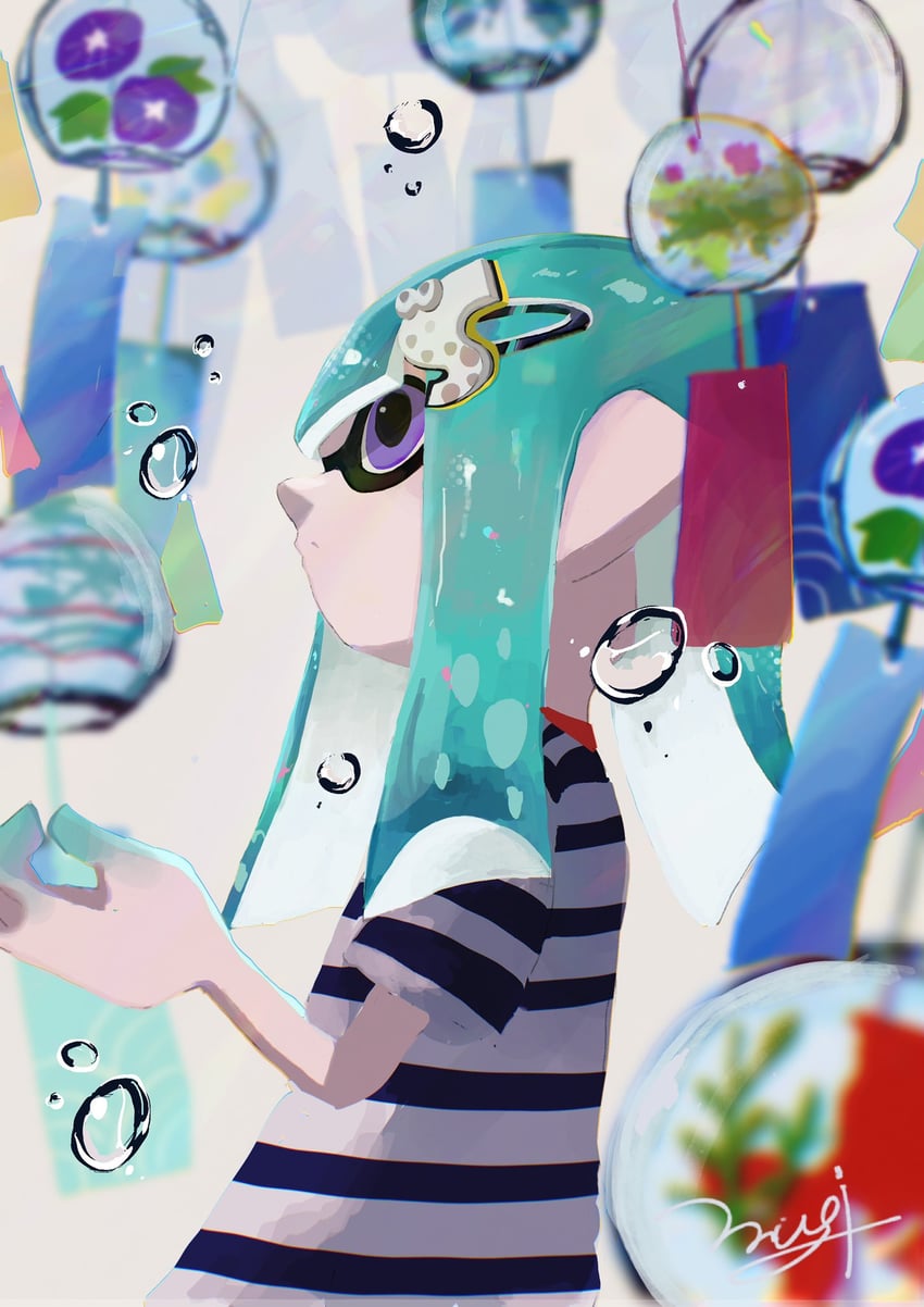 inkling player character and inkling girl (splatoon and 1 more) drawn by 26gmugi