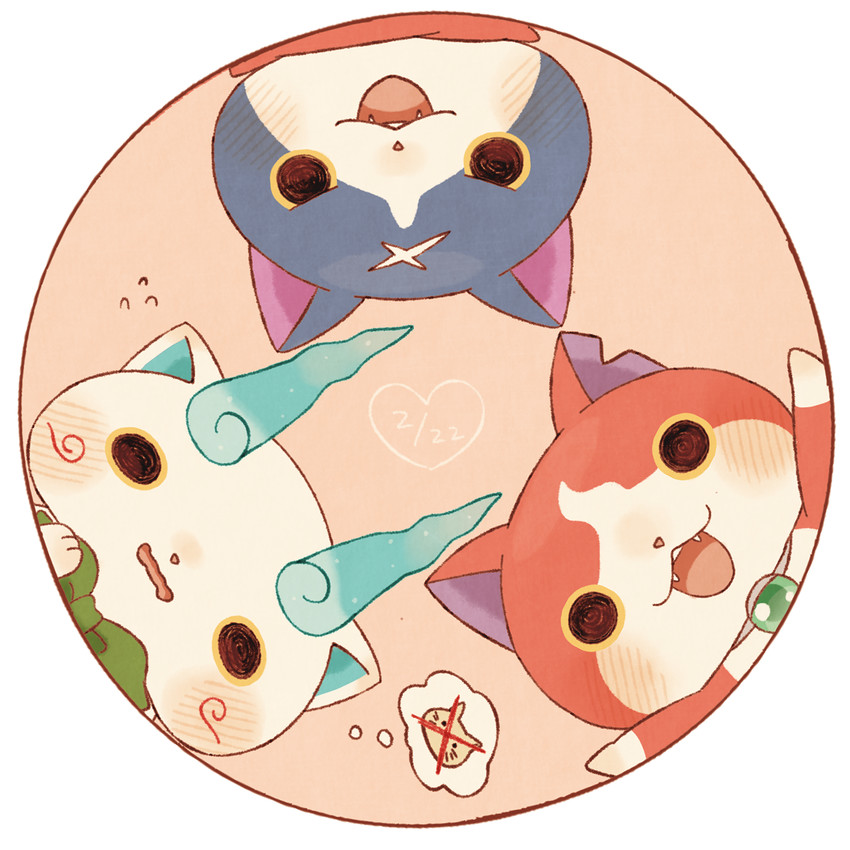 jibanyan, komasan, and fuyunyan (youkai watch and 1 more) drawn by kanacho