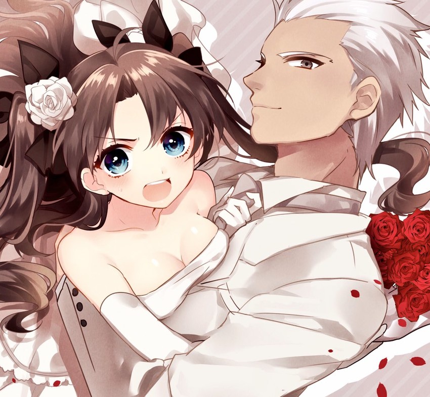 tohsaka rin and archer (fate and 1 more) drawn by sakura_yuki_(clochette)