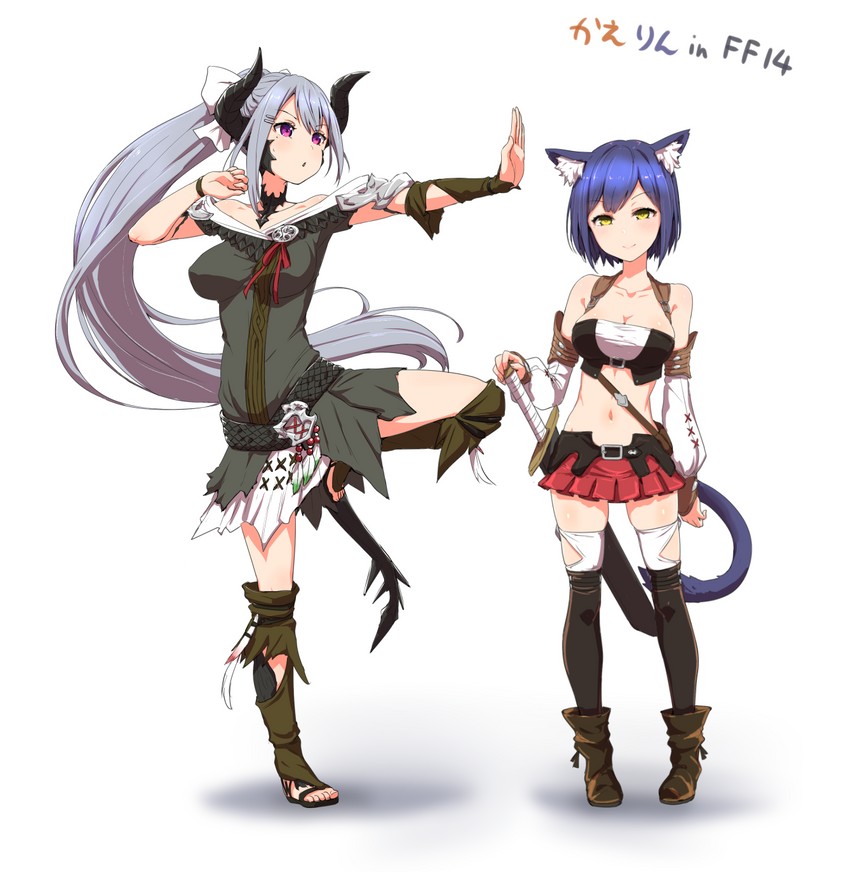 warrior of light, higuchi kaede, and shizuka rin (final fantasy and 2 more) drawn by clearite