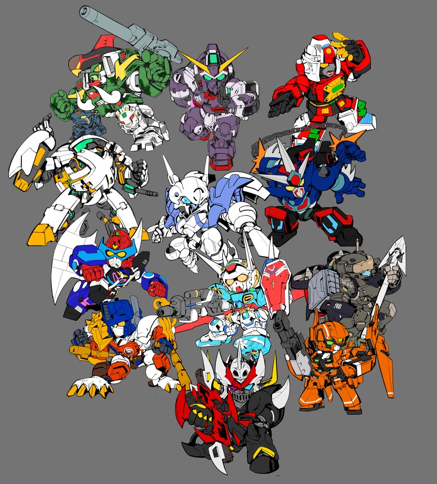 g-self, kg-6 sleipnir, lio convoy, orgun, daimos, and 9 more (gundam and 18 more) drawn by mikitoshiyuki