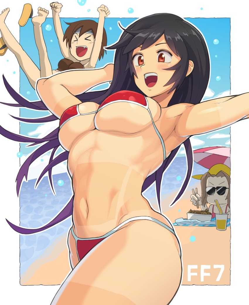 tifa lockhart, aerith gainsborough, and yuffie kisaragi (final fantasy and 1 more) drawn by yugeyamako