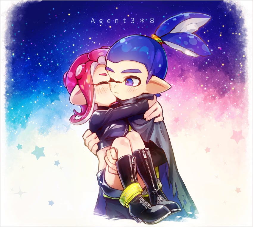 inkling player character, octoling player character, octoling girl, inkling boy, agent 8, and 1 more (splatoon and 2 more) drawn by ot_rihto
