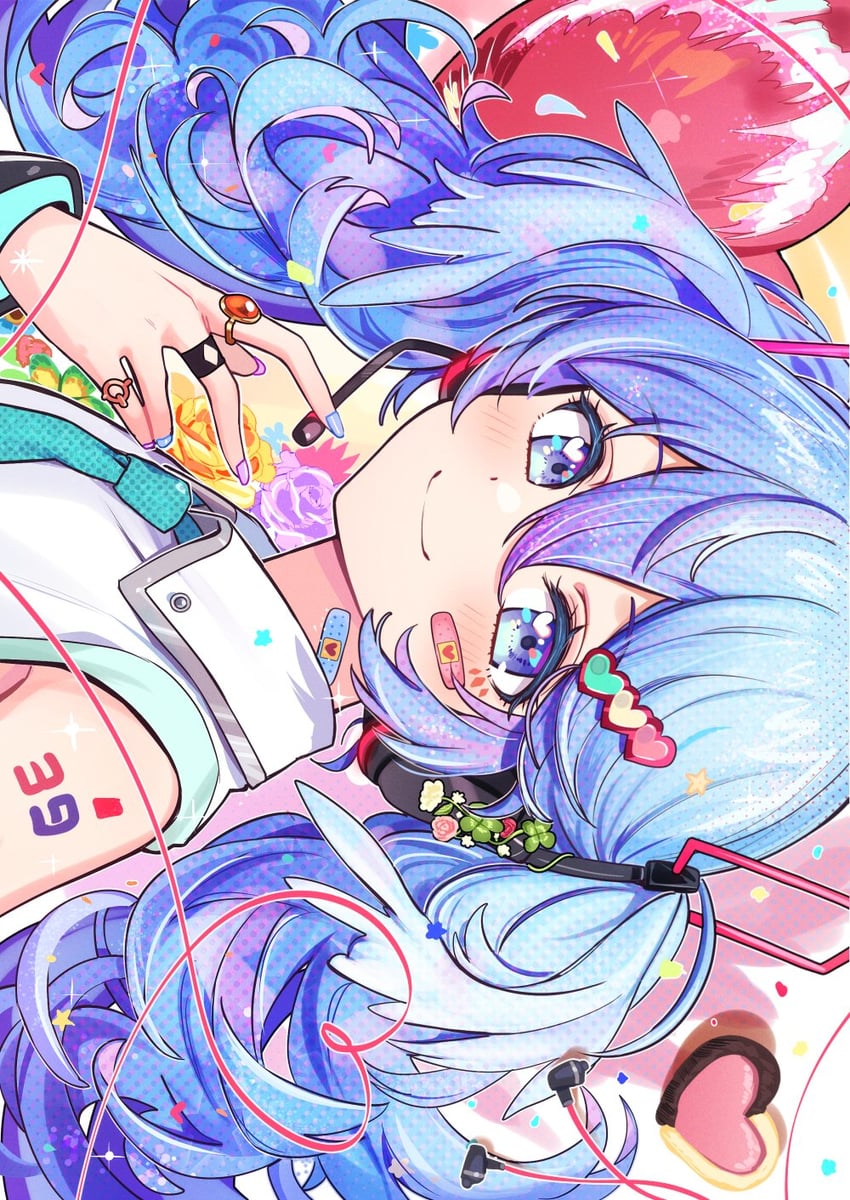hatsune miku (vocaloid and 1 more) drawn by deadnooodles