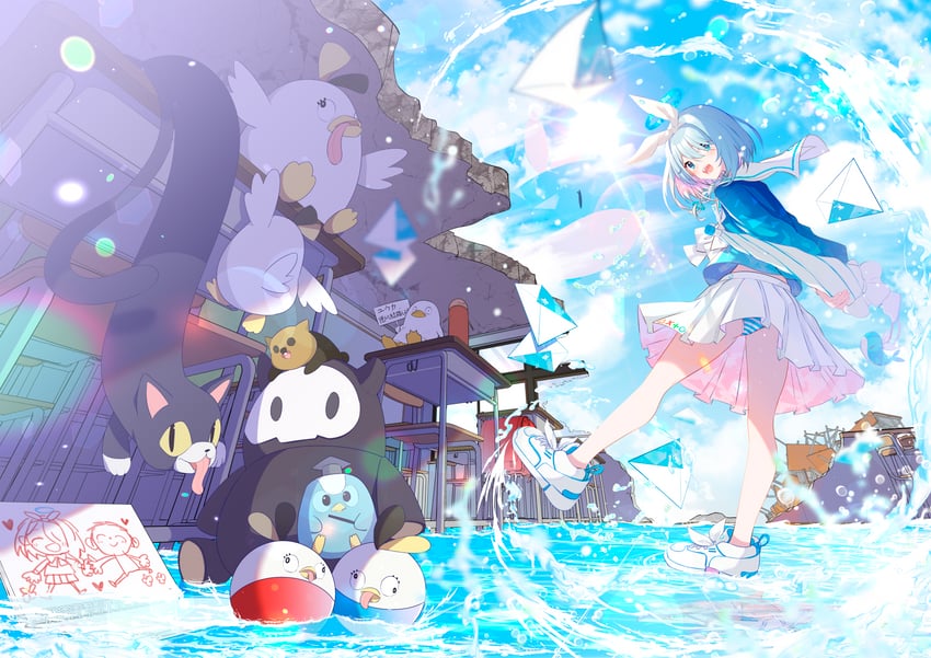 sensei, doodle sensei, arona, and peroro (blue archive) drawn by inui/byte