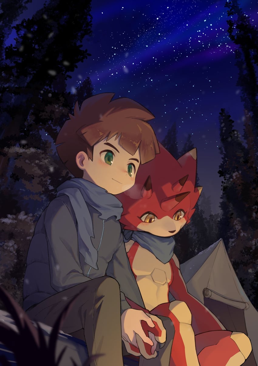 amanokawa hiro and betelgammamon (digimon and 1 more) drawn by kabo_(kabo_lab)