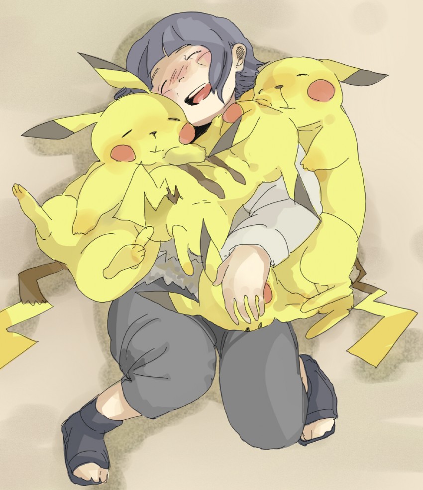 pikachu and hyuuga hinata (pokemon and 1 more) drawn by on_(darekare44)
