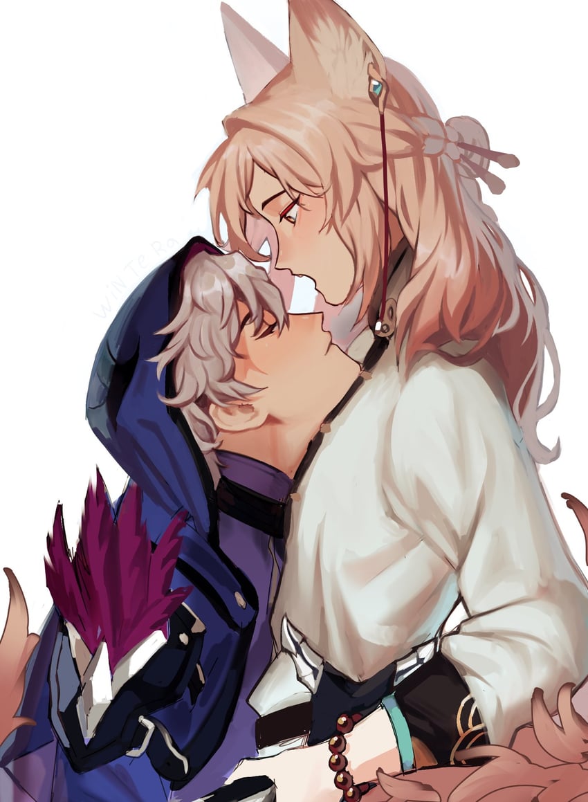 jiaoqiu and moze (honkai and 1 more) drawn by win_te_ra