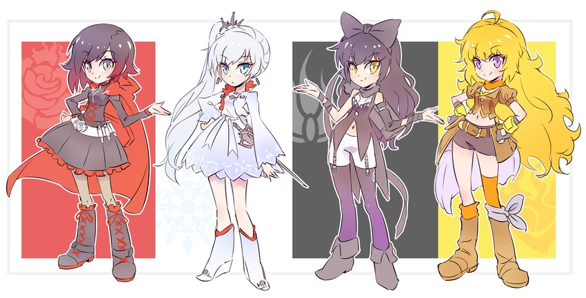 ruby rose, weiss schnee, yang xiao long, and blake belladonna (rwby and 1 more) drawn by iesupa
