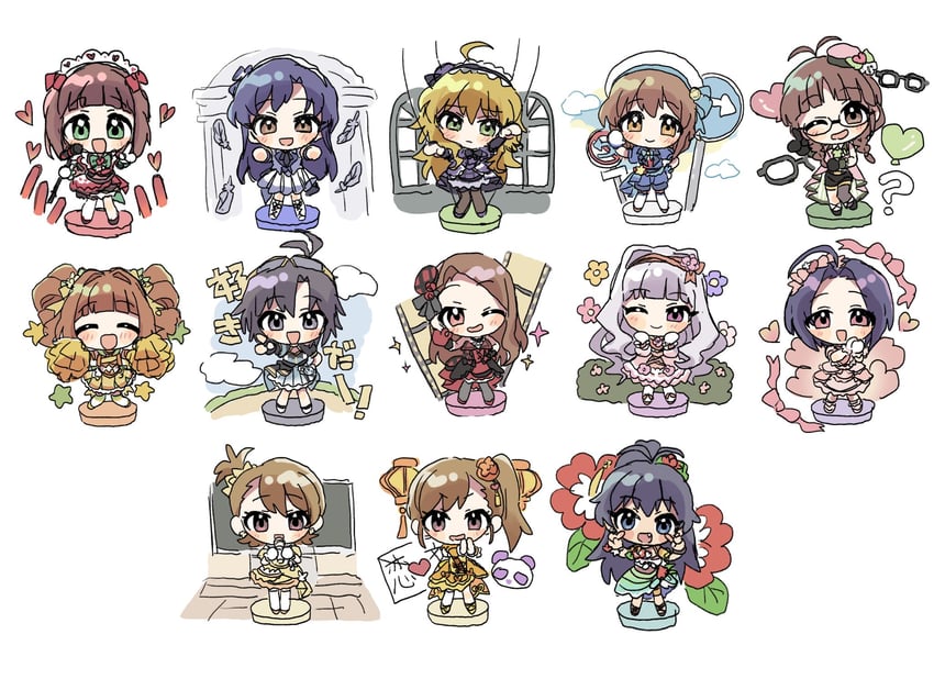 hoshii miki, kisaragi chihaya, amami haruka, kikuchi makoto, shijou takane, and 8 more (idolmaster) drawn by pnt_0202