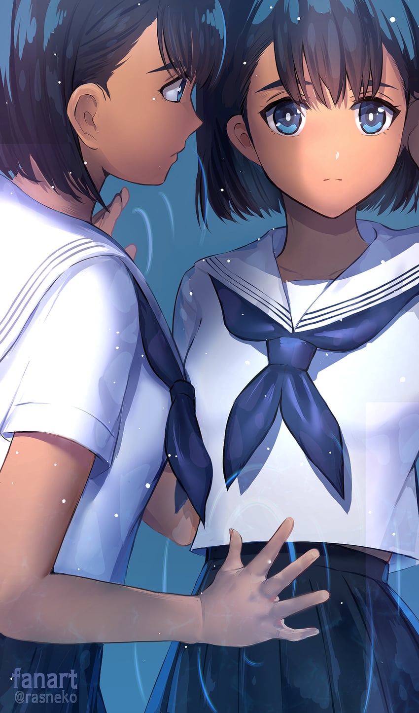 kofune mio and shadow mio (summertime render) drawn by rasneko
