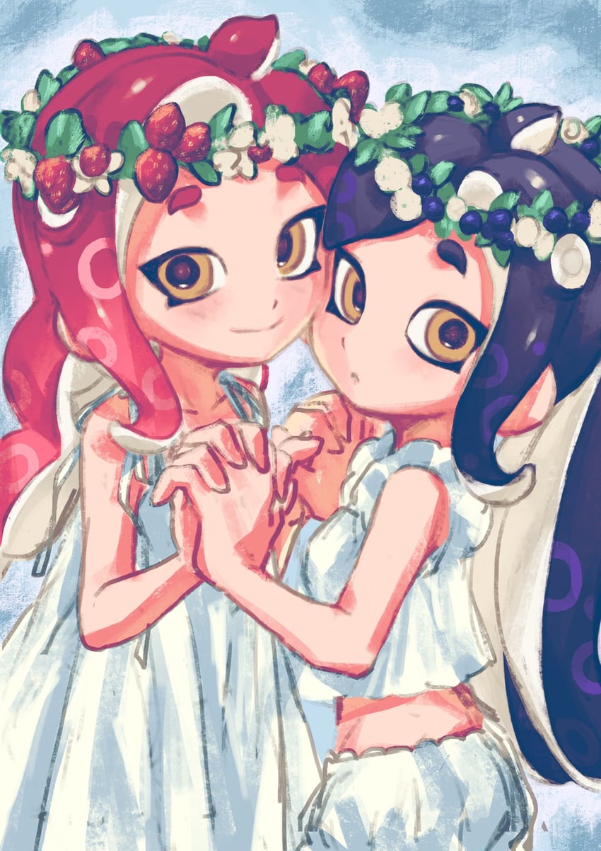 octoling player character and octoling girl (splatoon and 1 more) drawn by congcongcon