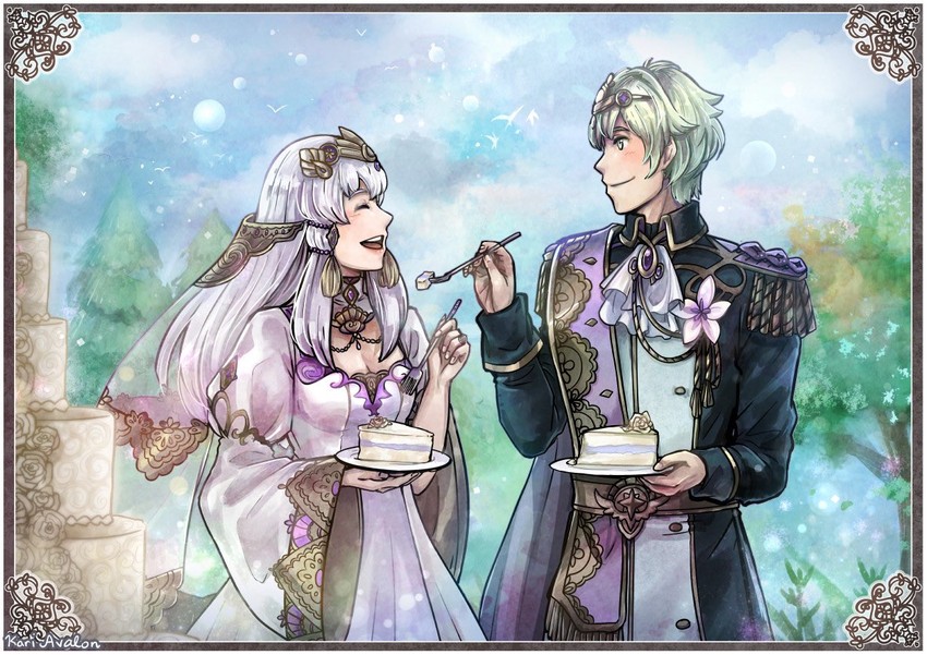 lysithea von ordelia and male byleth (fire emblem and 1 more) drawn by kari_avalon
