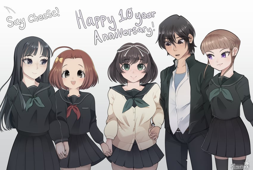 manaka nemu, makiba rika, hokari kanae, byakuya rinne, and takato keisuke (euphoria and 1 more) drawn by juicevox