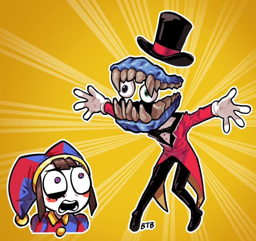 pomni and caine (the amazing digital circus and 1 more) drawn by balancetheball