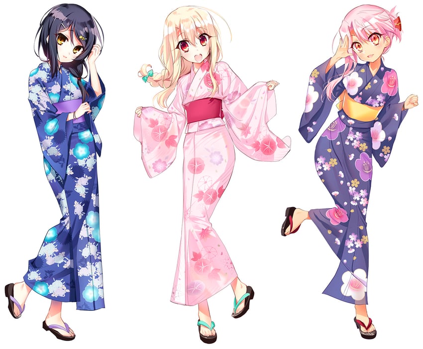 illyasviel von einzbern, chloe von einzbern, and miyu edelfelt (fate and 1 more) drawn by youta