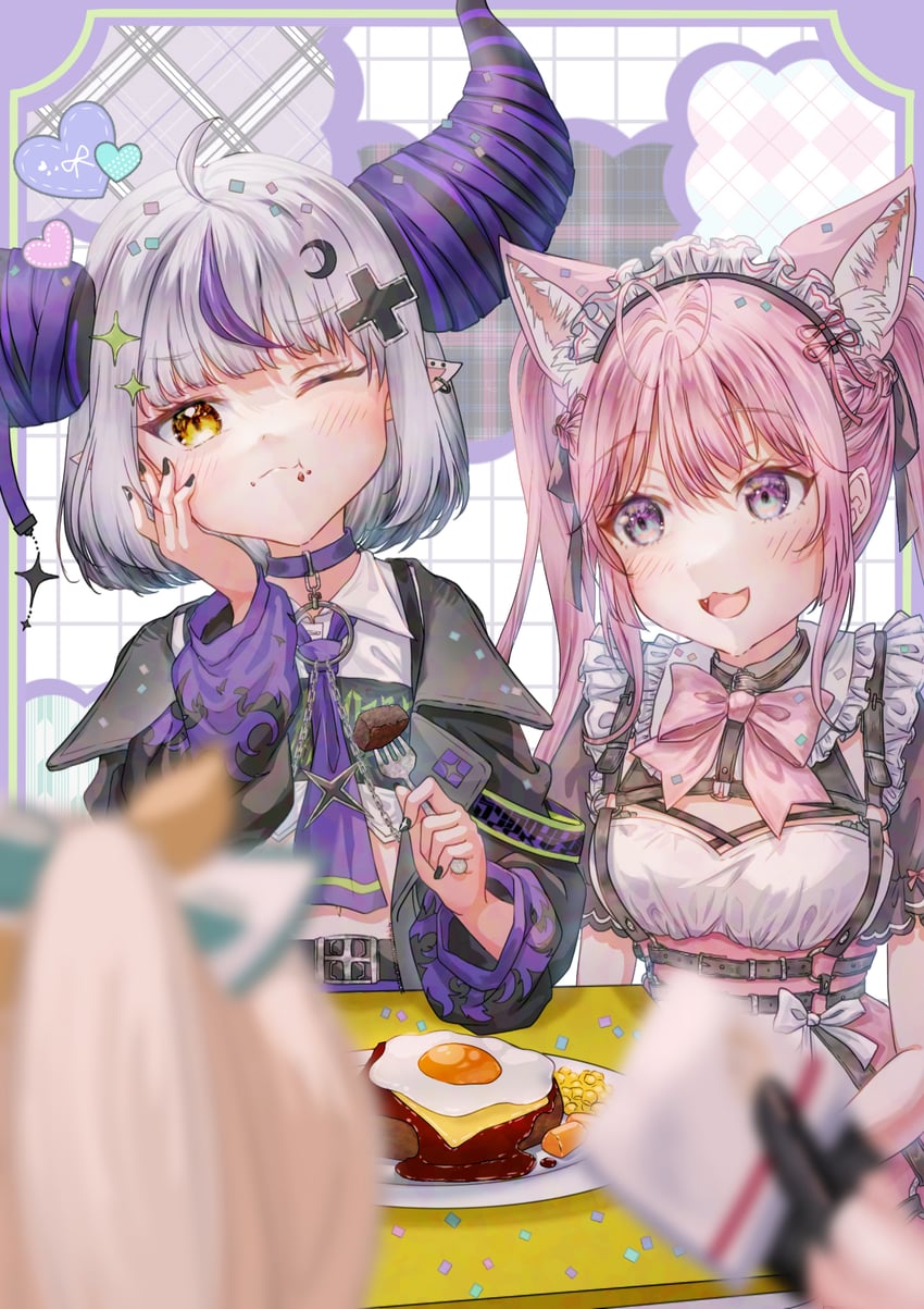 la+ darknesss, hakui koyori, and kazama iroha (hololive) drawn by toujou_kanon