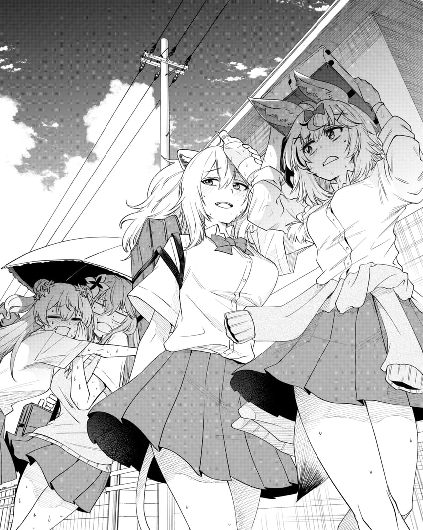 yukihana lamy, shishiro botan, omaru polka, and momosuzu nene (hololive) drawn by biten