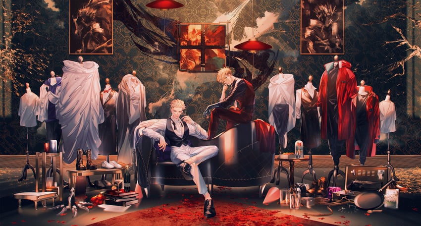 vash the stampede and millions knives (trigun and 1 more) drawn by yakikesen