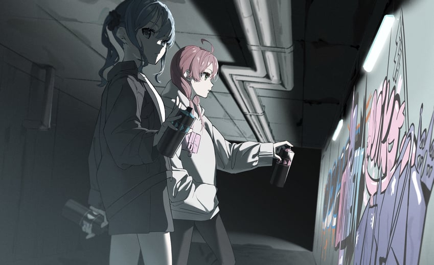 hoshimachi suisei and sakura miko (hololive) drawn by bonsai_403