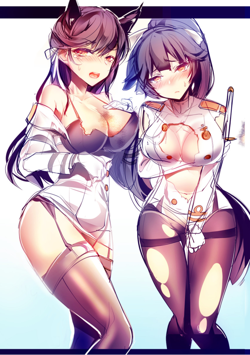 atago and takao (azur lane) drawn by silly_(marinkomoe)
