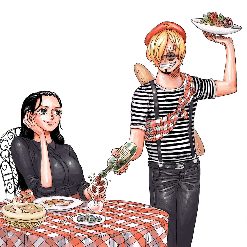 nico robin and sanji (one piece and 1 more) drawn by eiichiroyoda