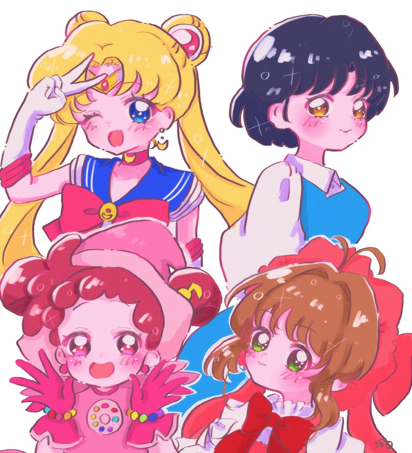 kinomoto sakura, tsukino usagi, sailor moon, tendou akane, and harukaze doremi (bishoujo senshi sailor moon and 3 more) drawn by nasu_nasu79