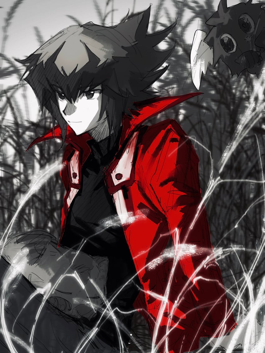 yuki judai, winged kuriboh, and pharaoh (yu-gi-oh! and 1 more) drawn by nini9275