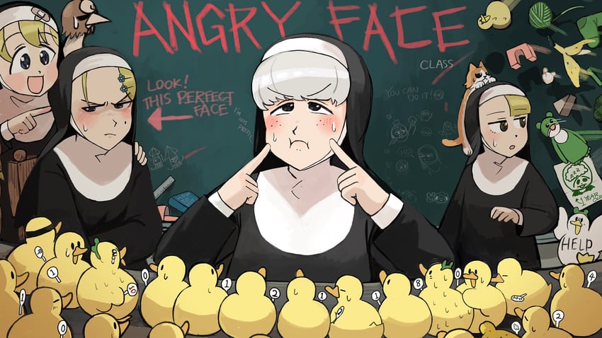clumsy nun, spicy nun, strict nun, and sheep nun (little nuns) drawn by diva_(hyxpk)