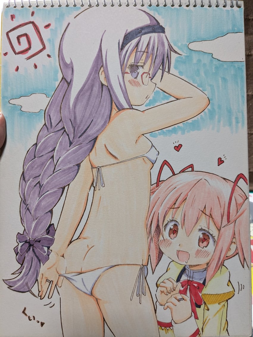 akemi homura and kaname madoka (mahou shoujo madoka magica) drawn by matsubara_ryuu
