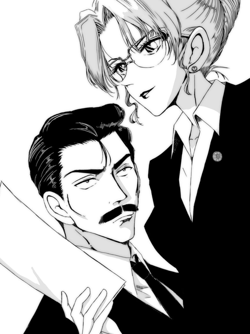 mouri kogoro and kisaki eri (meitantei conan) drawn by rio_raspberry