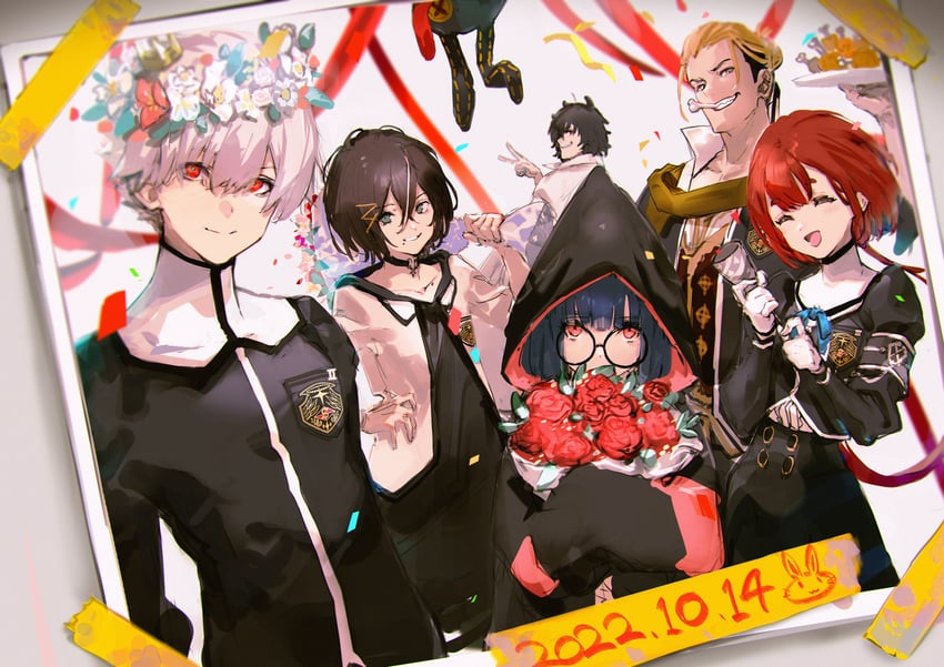 shinya yuda, protagonist, surugadai kokoro, hinata nozomi, date ryotaro, and 2 more (monark) drawn by so-bin